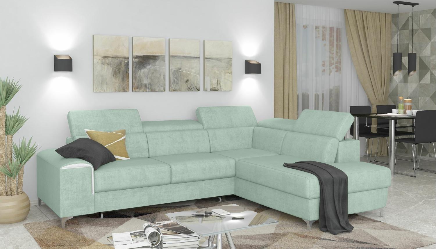 Stylefy Caio Ecksofa Grün Velours Bild 1