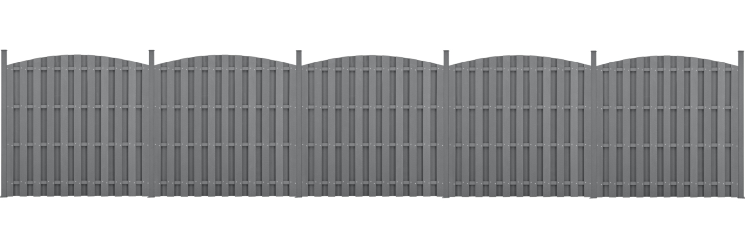 WPC Gartenzaun mit Rundbogen (165-185)x932 cm Grau [neu. holz] Bild 1