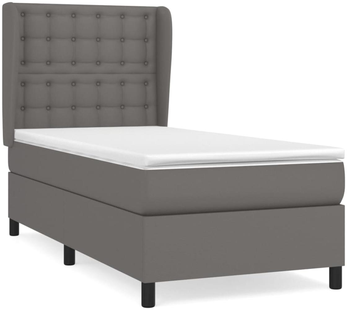 vidaXL Boxspringbett mit Matratze Grau 100x200 cm Kunstleder 3129019 Bild 1