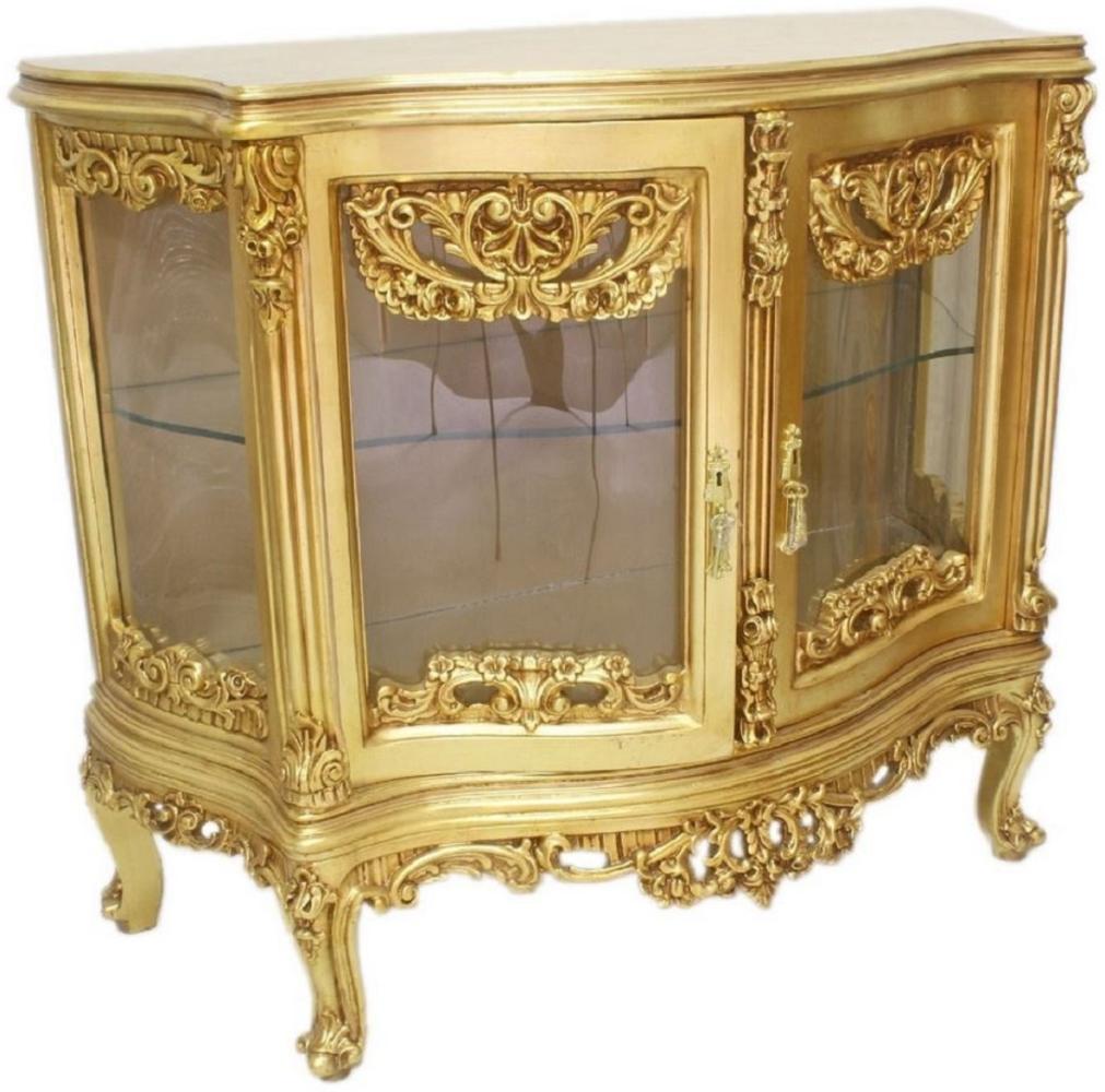 Casa Padrino Barock Sideboard Gold - Handgefertigter Massivholz Schrank mit 2 Türen - Barock Wohnzimmer Möbel Bild 1