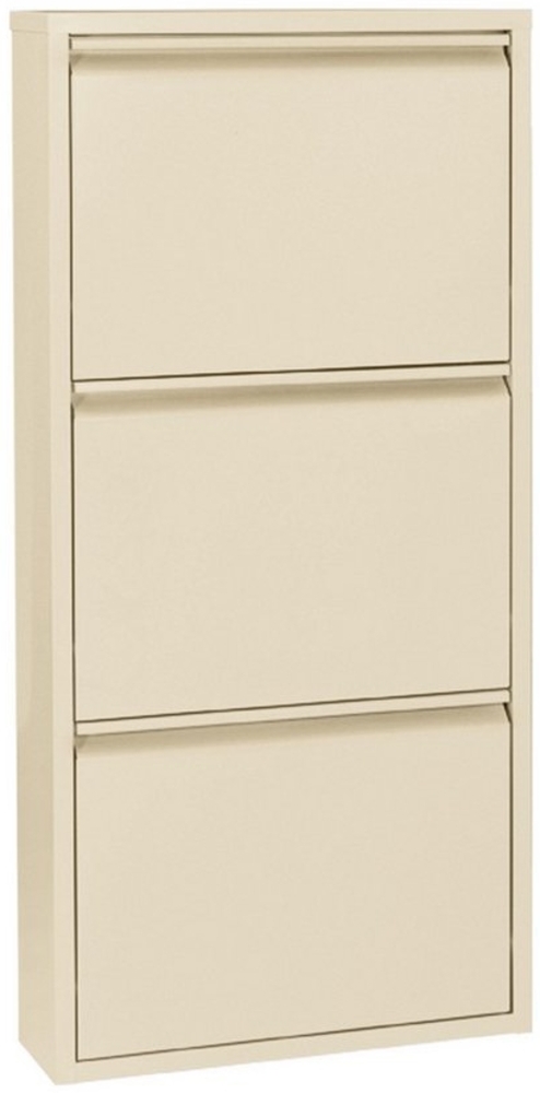 Betten-ABC Amelie – Moderner Schuhschrank, robust und platzsparend, aus pflegeleichtem Metall, Farbe: Creme, Klappen: Drei Klappen Bild 1