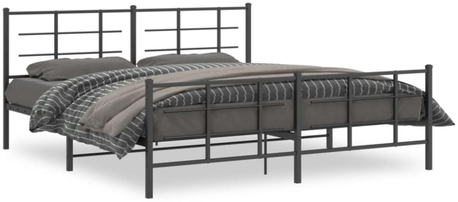 vidaXL Metallbett ohne Matratze mit Fußteil Schwarz 180x200 cm 355583 Bild 1