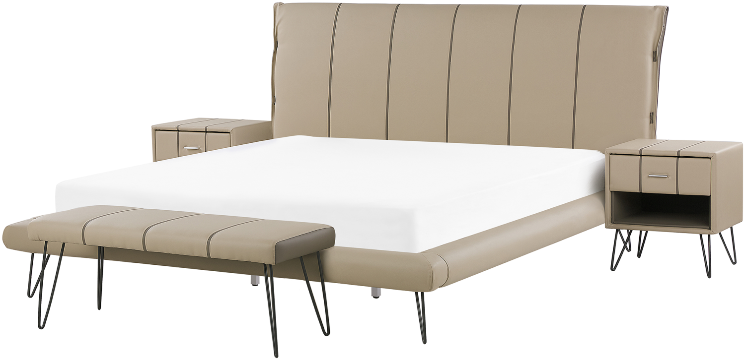 Schlafzimmer komplett Set 4-teilig beige 180 x 200 cm BETIN Bild 1