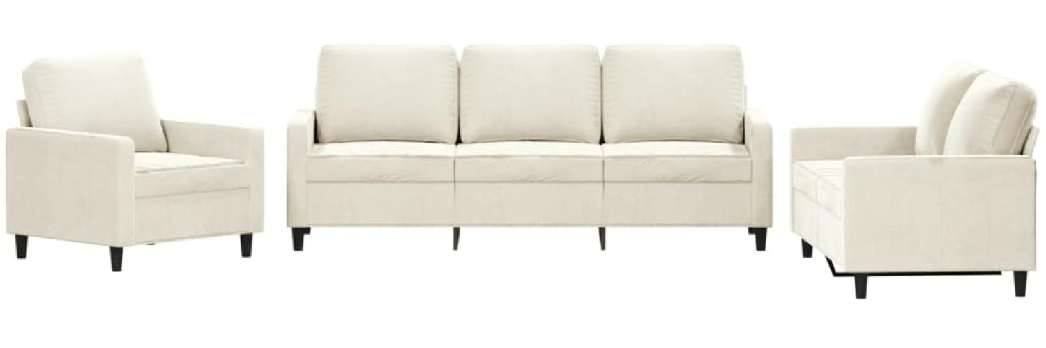 vidaXL 3-tlg. Sofagarnitur mit Kissen Creme Samt 3201484 Bild 1