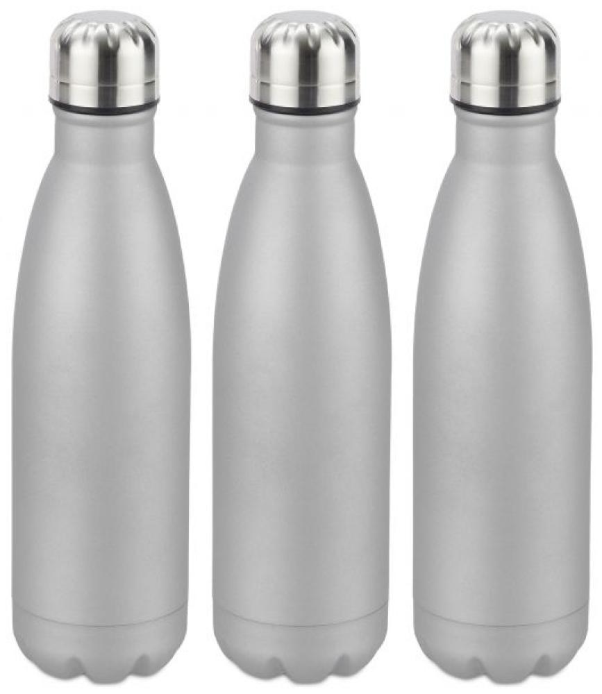 3 x Trinkflasche Edelstahl silber Bild 1