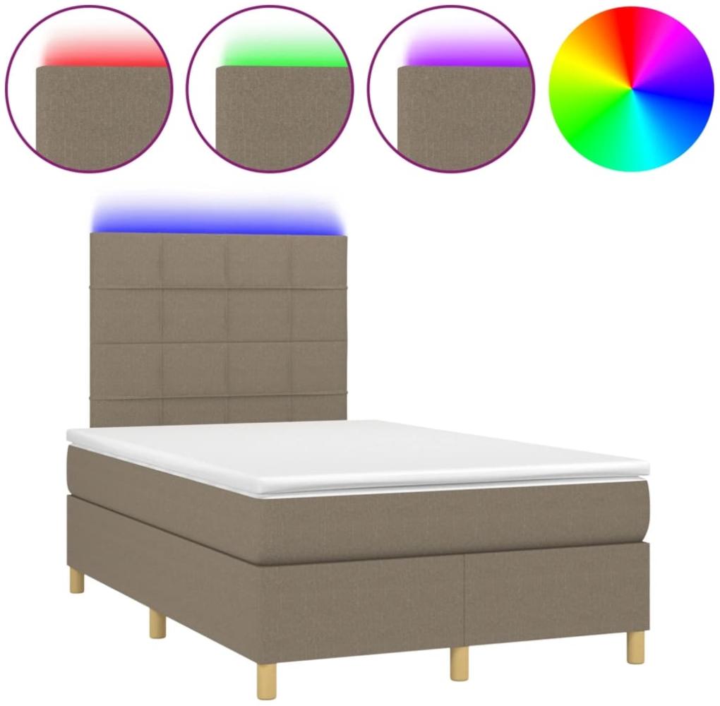 vidaXL Boxspringbett mit Matratze & LED Taupe 120x190 cm Stoff 3270250 Bild 1