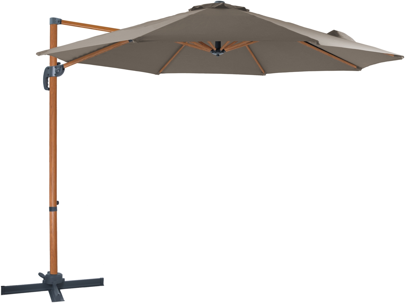 AXI Marisol Ampelschirm Rund Ø 300 cm in Holz Look / Taupe Runder Sonnenschirm für Garten / Terrasse mit Aluminium Rahmen | Braun, Taupe | Textil | 300 cm Bild 1