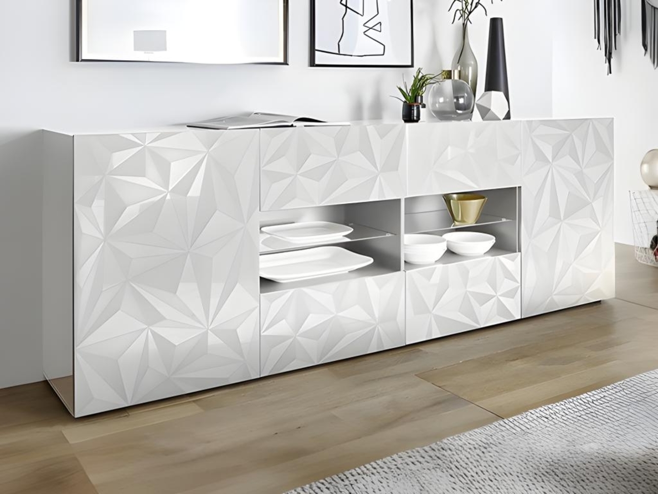 Vente-unique - Sideboard mit 2 Türen & 4 Schubladen - Weiß lackiert - ERIS Bild 1