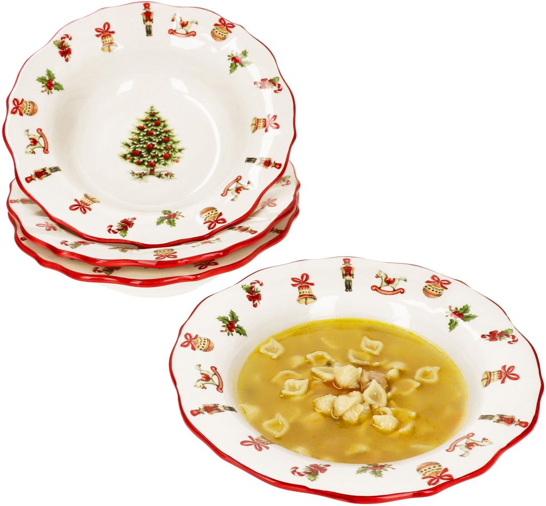 4x Maestro Natale Suppenteller 350ml 4 Personen tiefe Teller Pasta Weihnachten Bild 1