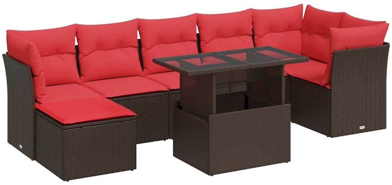 vidaXL 8-tlg. Garten-Sofagarnitur mit Kissen Braun Poly Rattan Akazie 3326205 Bild 1