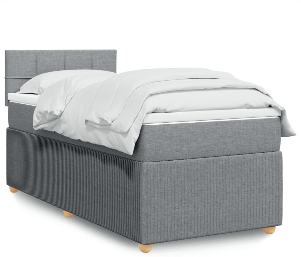 vidaXL Boxspringbett mit Matratze Hellgrau 80x200 cm Stoff 3289583 Bild 1