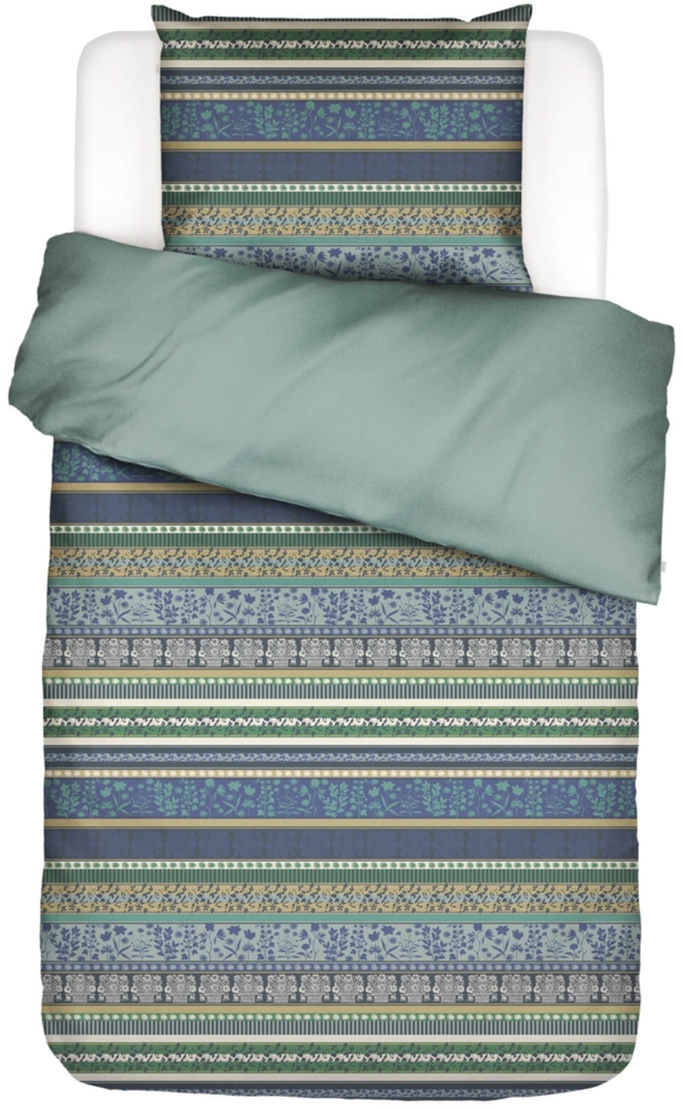 Essenza Bettwäsche Lita Surf Green Flanell 155 x 220 + 80 x 80 cm Bild 1