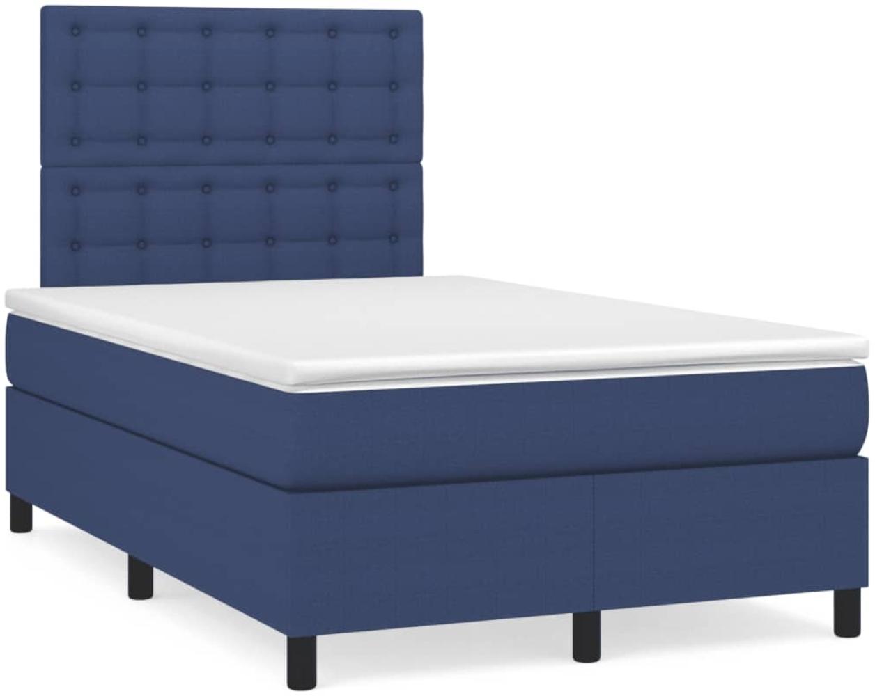 vidaXL Boxspringbett mit Matratze & LED Blau 120x190 cm Stoff 3270231 Bild 1