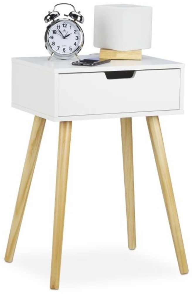 Nachttisch weiß mit Schublade Bild 1
