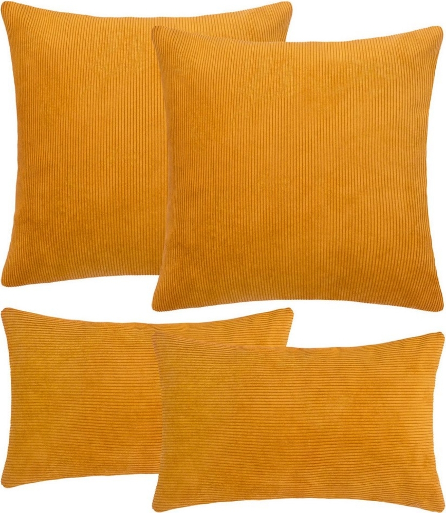 Selfitex Dekokissen 4er Set Cord Kissen inkl. Füllkissen, 2x 50x50 & 2x 30x50, robuster Bezug mit satten Farben, weiches Füllkissen Bild 1