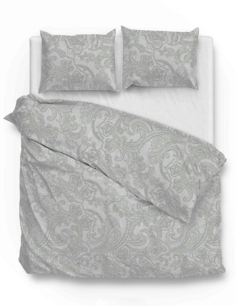 Zo! Home Cotton Bettwäsche 200x200 Paisley di Lino Dove grey silber grau meliert Bild 1