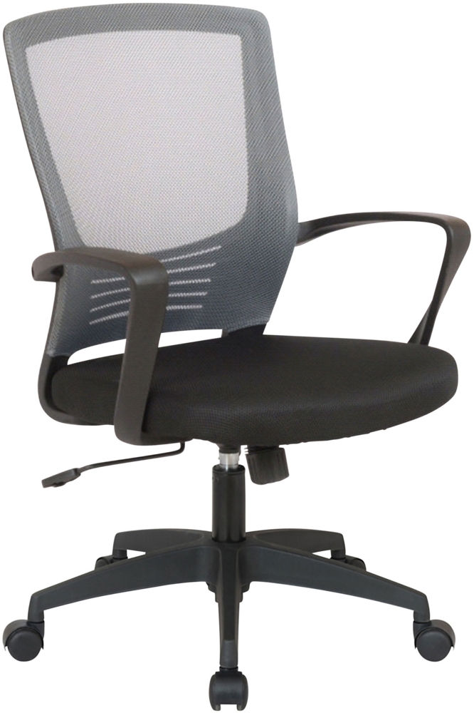 DELUKE® Bürostuhl Ergonomisch VAKO Schreibtischstuhl mit Netzbespannung Höhenverstellbarer Drehstuhl, Arbeitsstuhl mit Armlehne Computerstuhl 140 kg Grau Bild 1