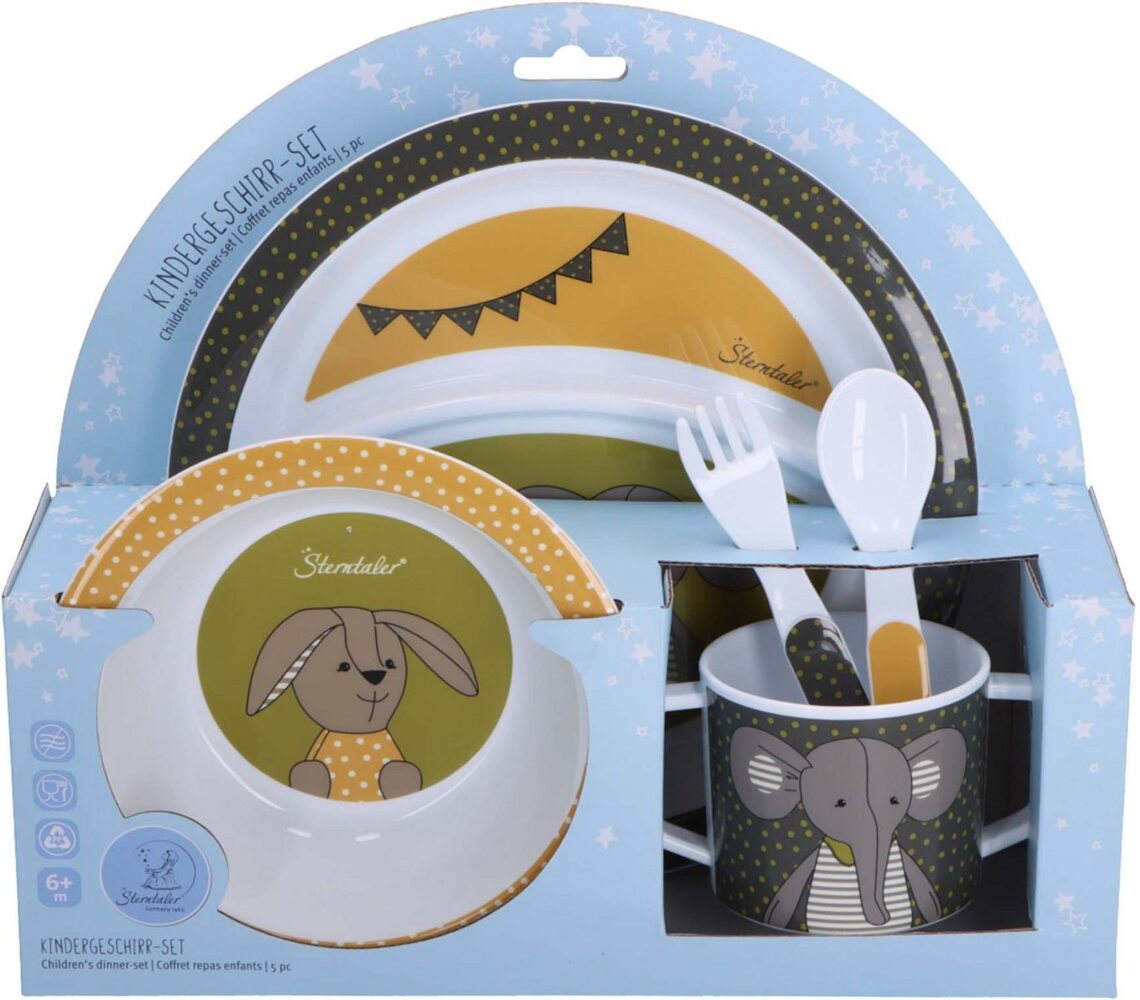 Sterntaler Kindergeschirr Set 5-teilig Elefant Eddy & Hase Happy - A Bild 1