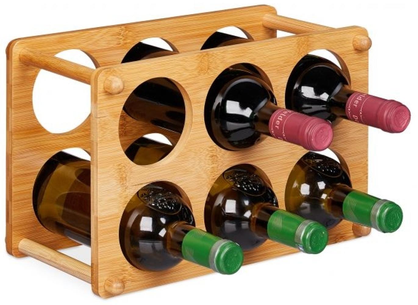 Weinregal 6 Flaschen Bambus Bild 1