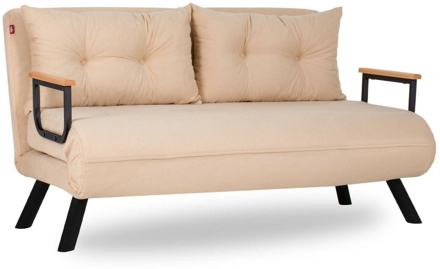 Dmora 2-Sitzer SchlafsofaCalvin, Verwandelbares Sofa, Lineare Stoffstruktur, Schlafsessel mit Stauraum, 133x78 h78 cm, Creme Bild 1