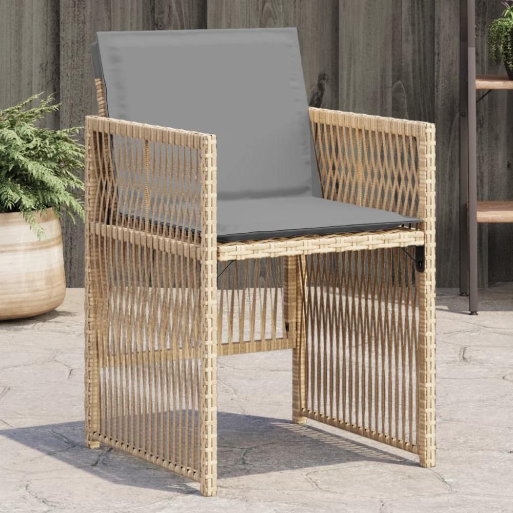 vidaXL Gartenstühle mit Kissen 4 Stk. Beigemischung Poly Rattan 364972 Bild 1