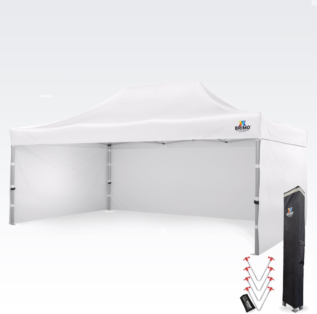 Hochzeitszelt 4x6m - mit 3 Wänden - Weiß Bild 1