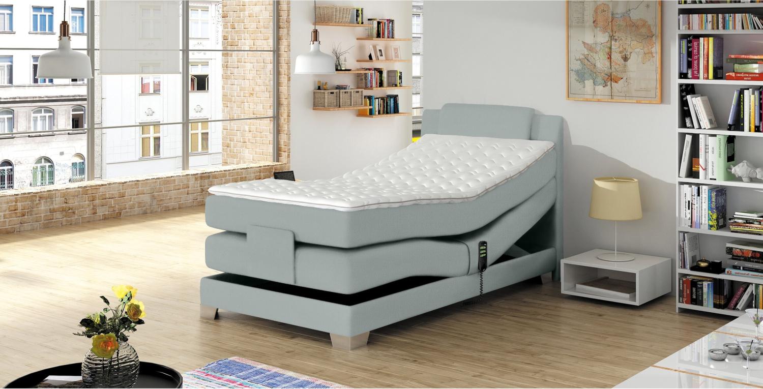 Stylefy Charis Boxspringbett Hellgrau 100x200 cm Bild 1