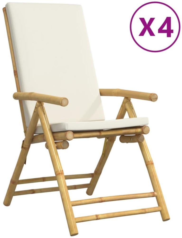 vidaXL Gartenstühle 4 Stk. Verstellbar Klappbar mit Kissen Bambus 3208927 Bild 1