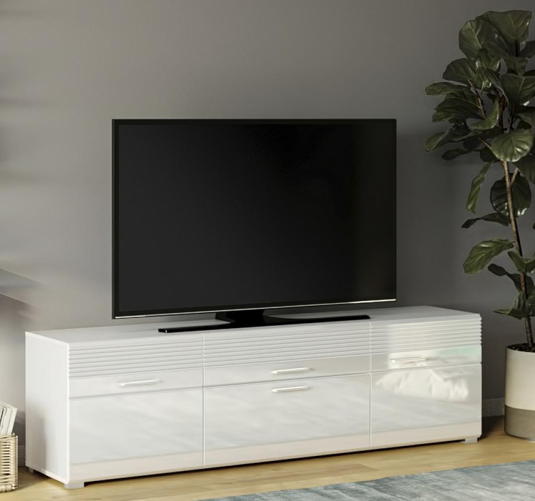 TV-Lowboard Linus in weiß Hochglanz 185 cm Bild 1