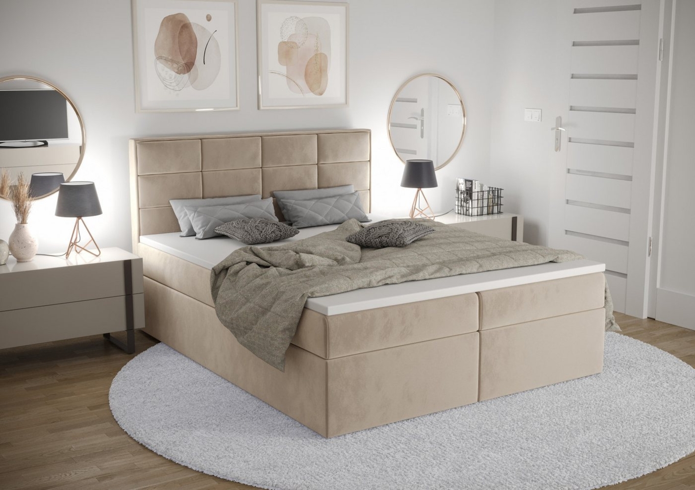 B&B Home Boxspringbett Kaja (H3 Matratze Bonellfederung, Kopfteil, Bettkasten und Topper) Bild 1