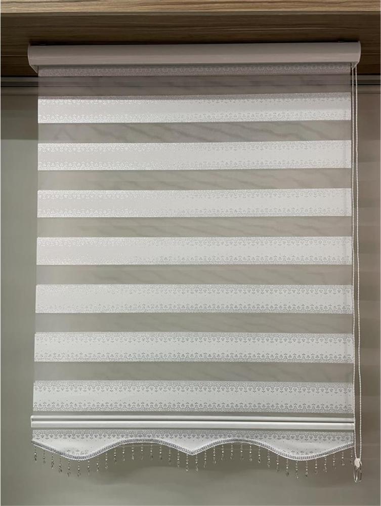Fenster Rollo Gardine Doppelrollo Aluminiumkassette Zebra Sosa Silber Seitenzug Duorollo 200 cm Bild 1
