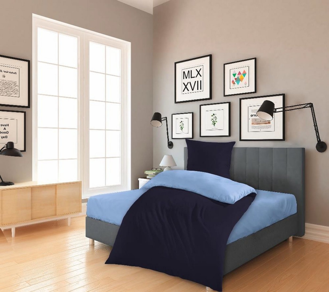 KiNZLER Bettwäsche Cashmere Touch, Microfaser, 2 teilig, Wendebettwäsche, blau-navy Bild 1