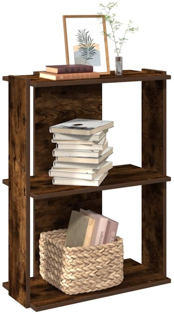 vidaXL Bücherregal 3 Böden Räuchereiche 60x30x80 cm Holzwerkstoff Bild 1