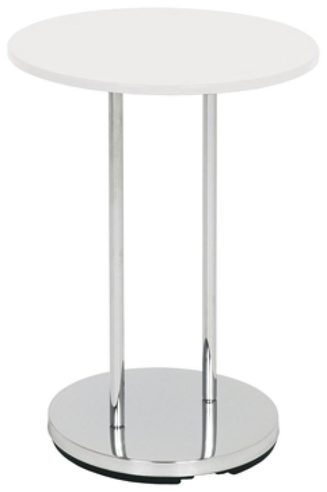 Beistelltisch >Lupus< in chrom-weiß aus Stahl, MDF - 55cm (H) Bild 1