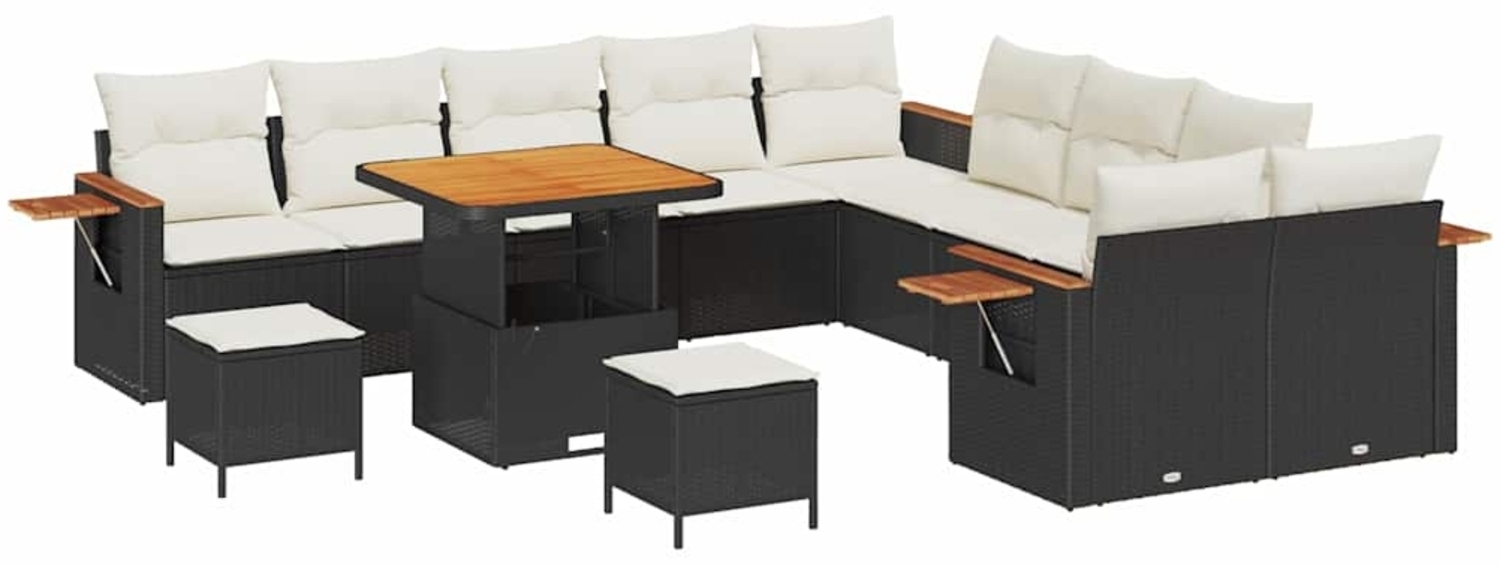 vidaXL Garten-Sofa-Set mit Kissen 13 pcs Schwarz und Creme 3363230 Bild 1