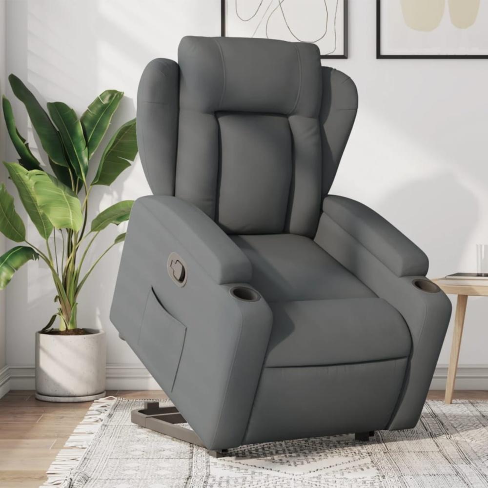 vidaXL Relaxsessel mit Aufstehhilfe Dunkelgrau Stoff 3204483 Bild 1