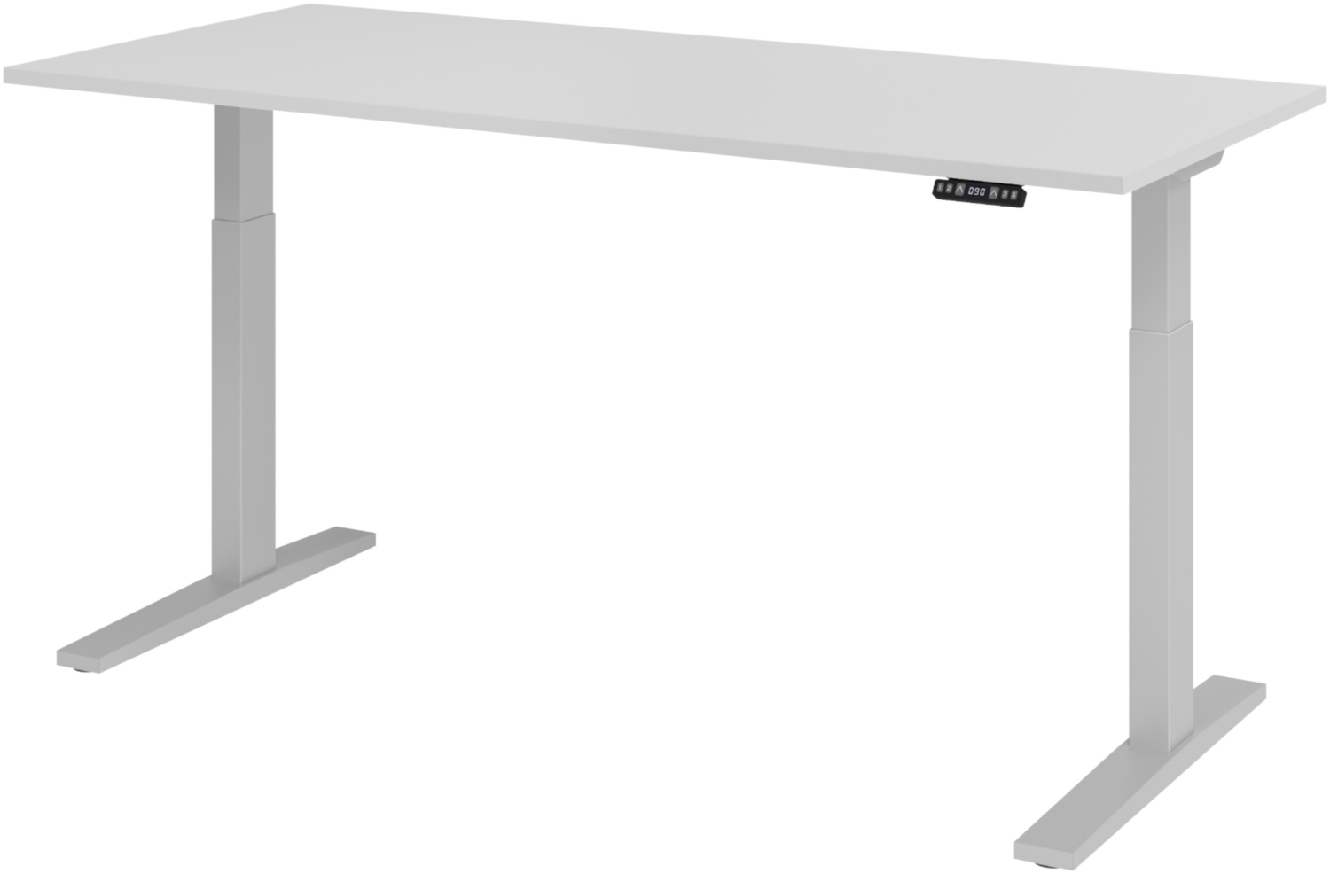 bümö elektrisch höhenverstellbarer Schreibtisch 180x80 cm in grau, Gestell silber - Sitz & Stehschreibtisch mit Memoryfunktion, elektrischer Stehtisch & Gaming Tisch, XMKA-Serie, XMKA19-5-S Bild 1