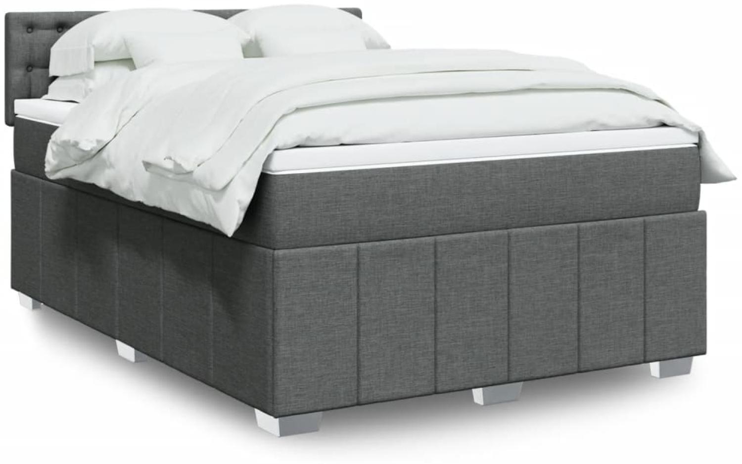 vidaXL Boxspringbett mit Matratze Dunkelgrau 140x190 cm Stoff 3289378 Bild 1