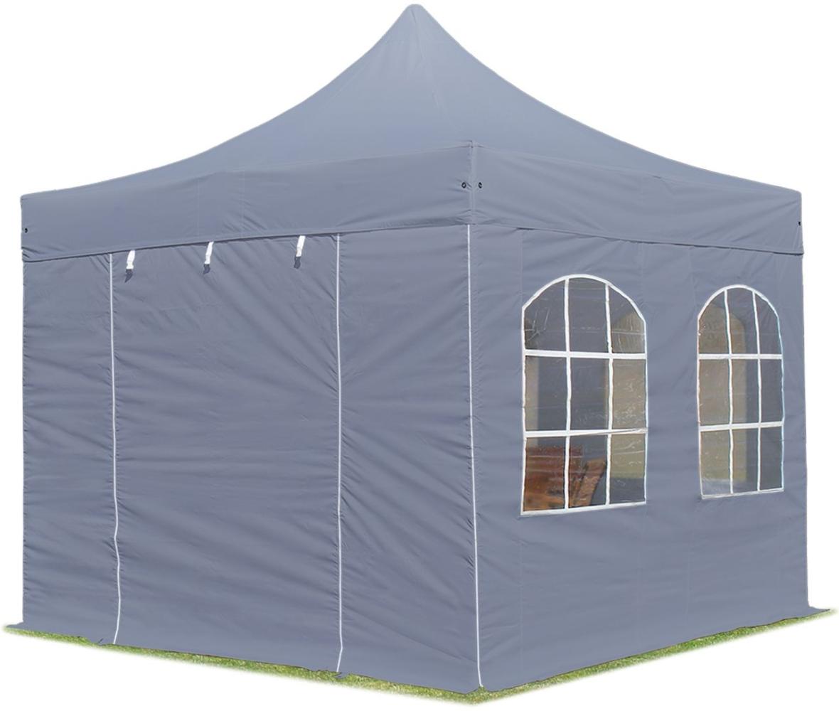 Toolport Faltzelt 3x3 mit Fenstern Toolport Faltpavillon Toolport ALU Pavillon Partyzelt in dunkelgrau Polyester Faltpavillon Bild 1