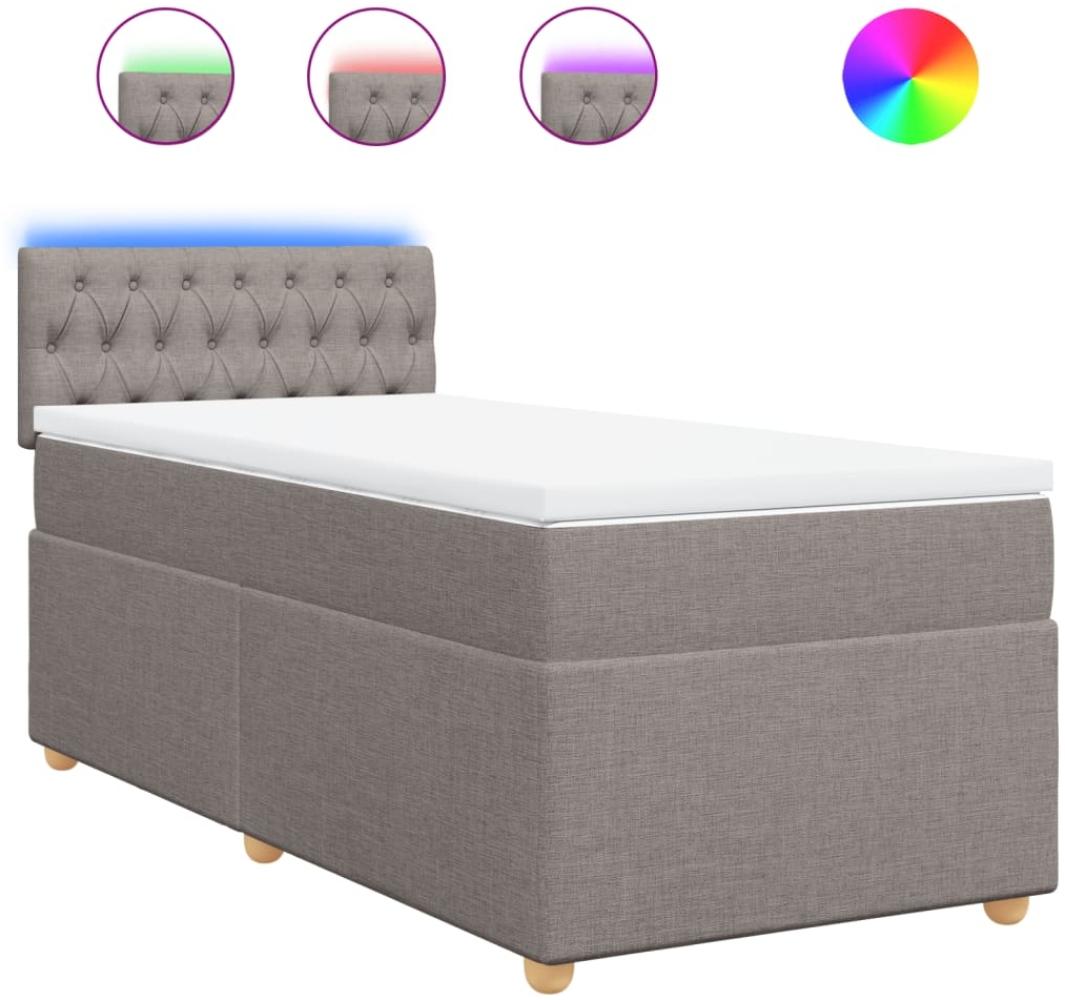 vidaXL Boxspringbett mit Matratze Taupe 100x200 cm Stoff 3288902 Bild 1