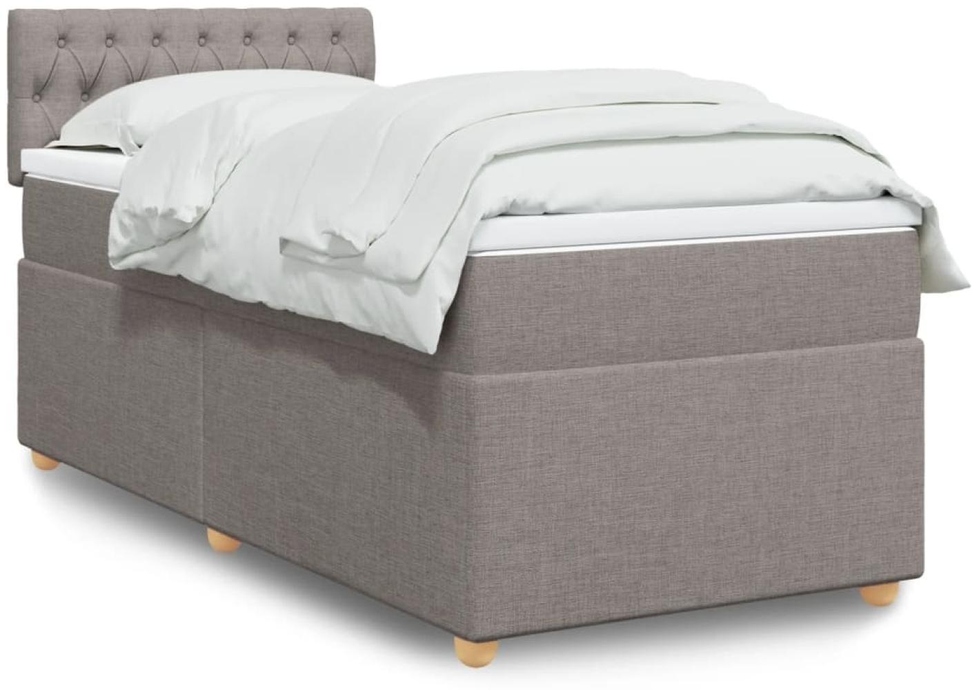 vidaXL Boxspringbett mit Matratze Taupe 100x200 cm Stoff 3288902 Bild 1