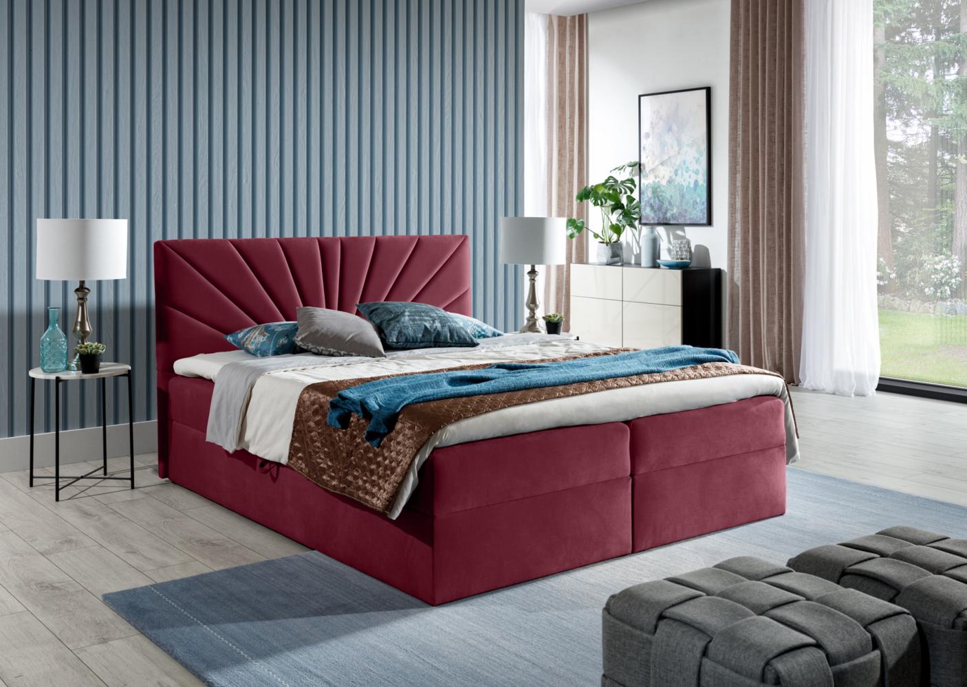 99rooms Zenturio Boxspringbett 120 x 200 cm Velours ROYAL VELVET Bordeaux Bild 1