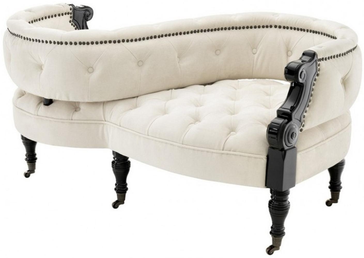 Casa Padrino Luxus Barock Doppel Sitzbank Creme / Schwarz Klavierlack - Doppelsofa - Luxury Collection Bild 1