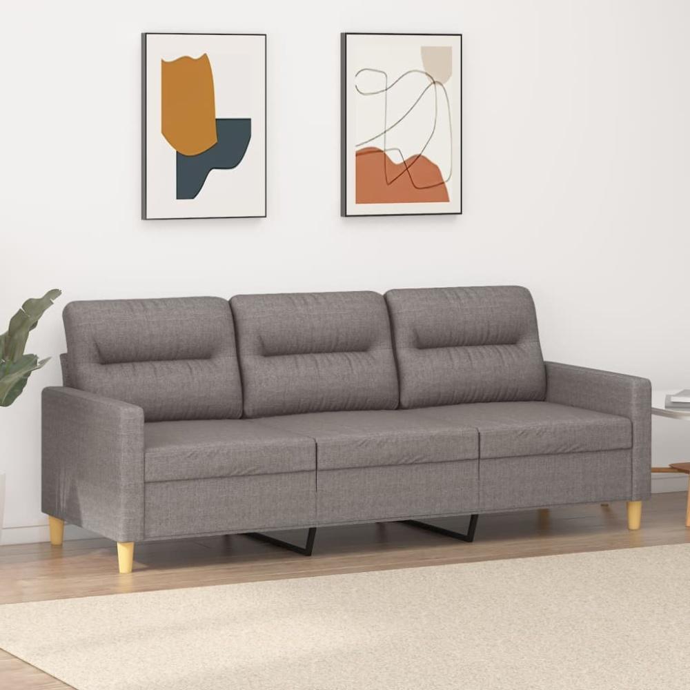 vidaXL 3-Sitzer-Sofa Braun 180 cm Stoff, Taupe, 198 cm x 80 cm Bild 1