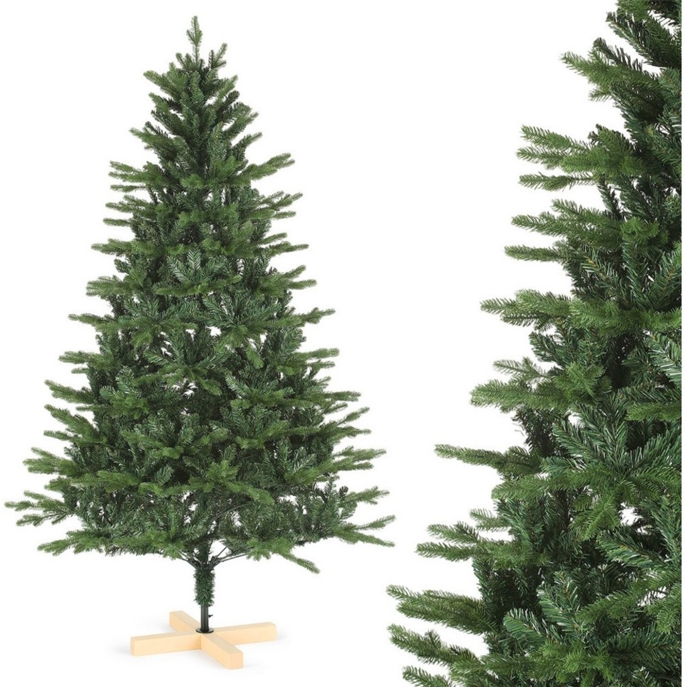 oyajia Künstlicher Weihnachtsbaum Künstlicher Weihnachtsbaum mit Holzständer, Naturgetreu, dichte Zweige, Künstlicher Weihnachtsbaum, Tannenbaum in Dunkelgrün aus PVC/PE, 400 Zweige Christbaum Künstlich Bild 1
