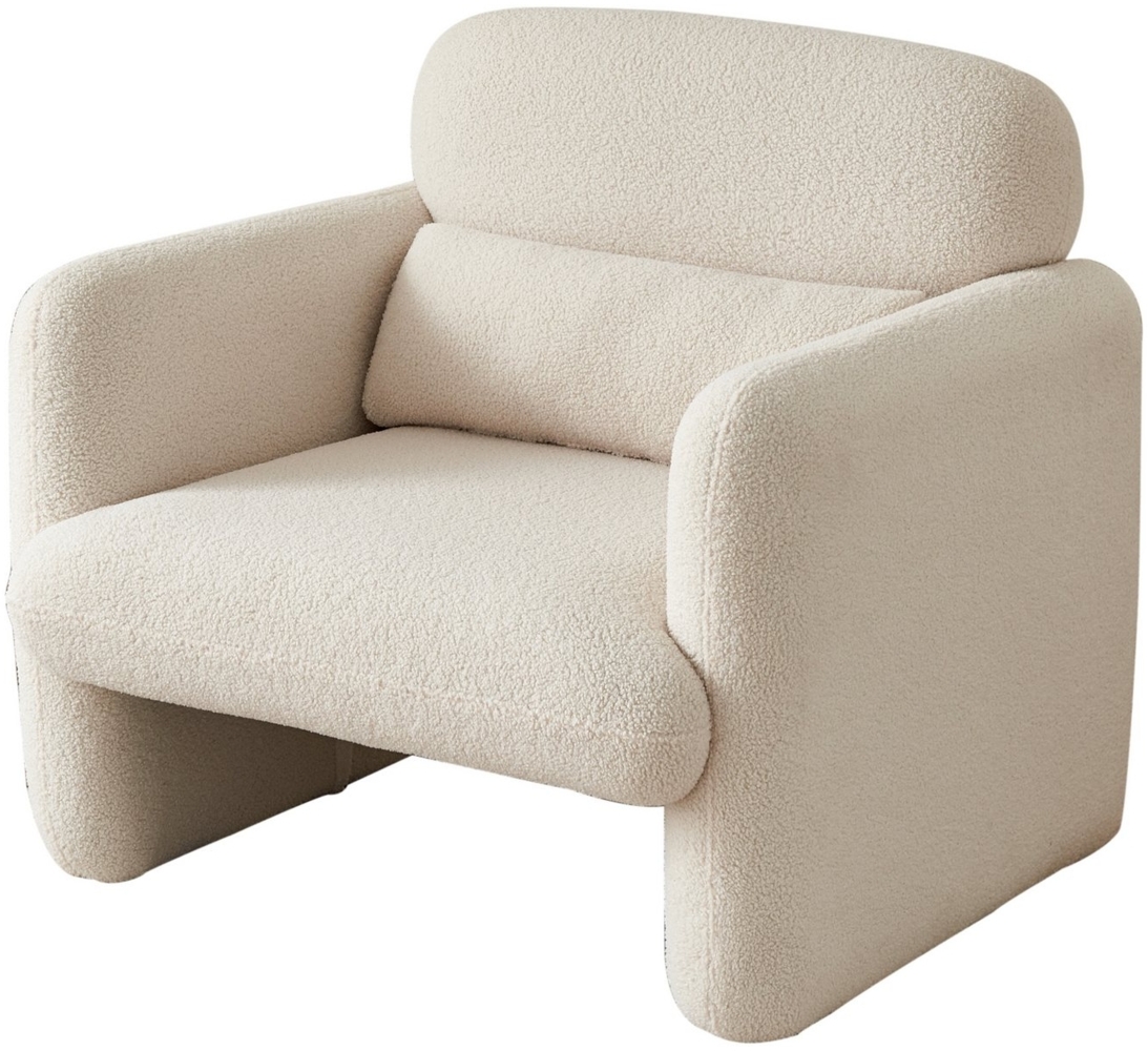 FUROKOY Ohrensessel Einzelsofa Sofasessel Mit Armlehnen gepolstert Sherpa-Stoff Sessel (1-St), 86x77x80 cm,Beige,mit Lendenkissen,Bodenstuhl Bild 1