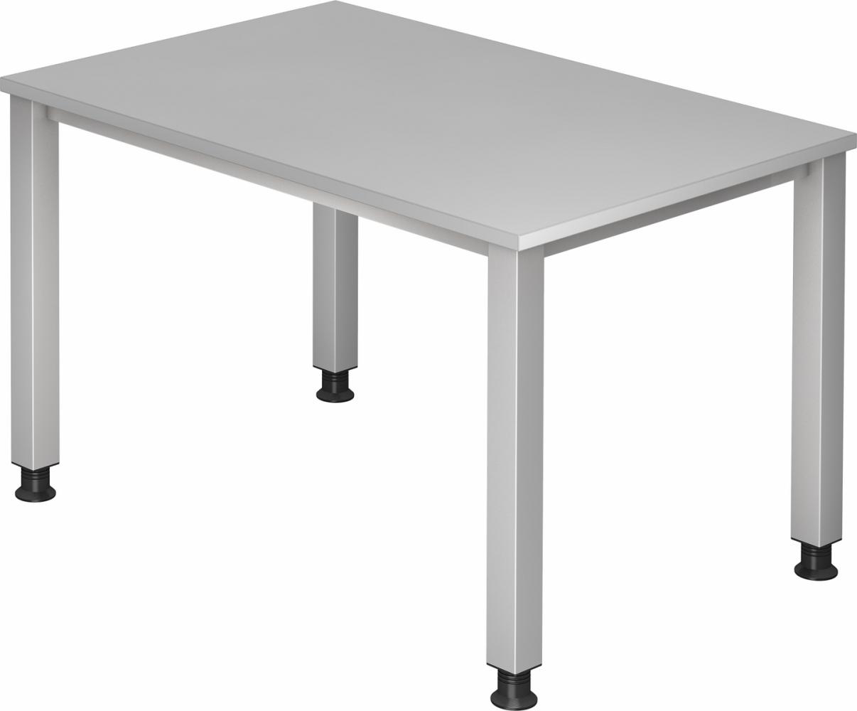 bümö manuell höhenverstellbarer Schreibtisch 120x80 cm in grau - PC Tisch höhenverstellbar & klein, höhenverstellbarer Tisch Büro, kleiner Computertisch verstellbar, Q-Serie, QS-12-5 Bild 1