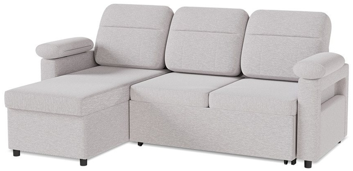 HOMAVO Ecksofa Sofa,L-Ecksofa, Breite: 203 cm, Bettkasten und 2 Dekokissen, mit Bettfunktion & Bettkasten,mit Handyhalter, Getränkehalter Bild 1