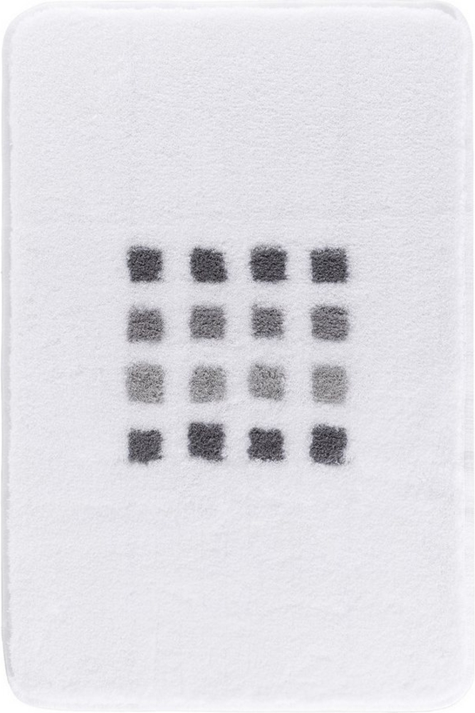 Kleine Wolke Badematte QUADRI, 70 x 120 cm, Weiß, Rutschhemmend, Höhe 20 mm, fußbodenheizungsgeeignet, Polyacryl, rechteckig Bild 1