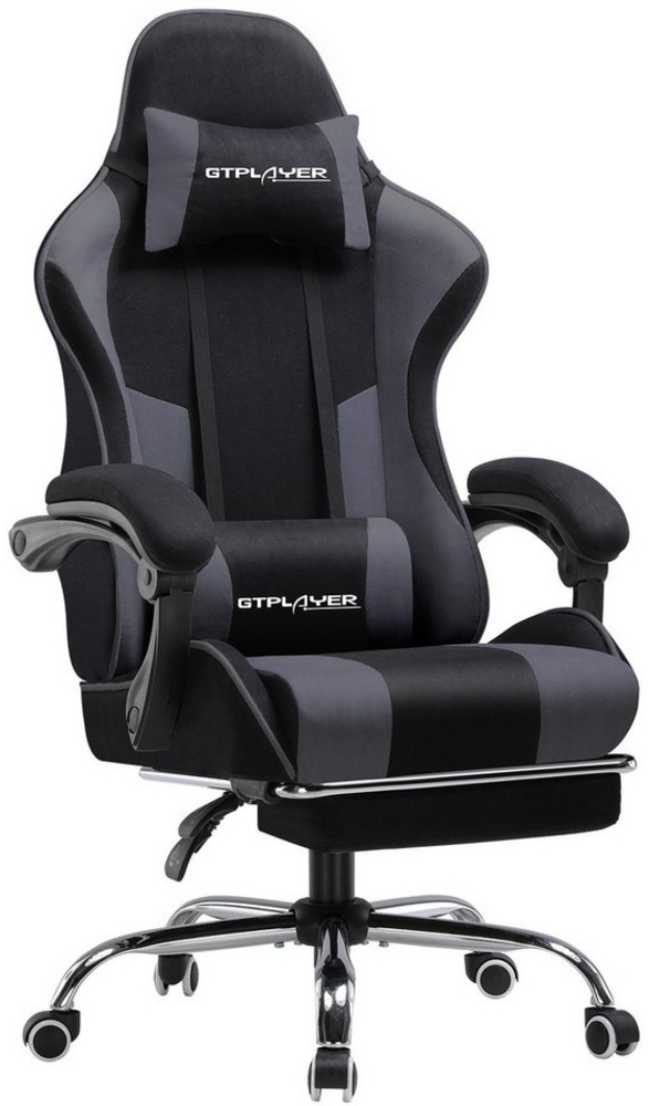 GTPLAYER Gaming-Stuhl Bürostuhl mit Massagefunktion, Fußstütze, Kopfstütze (Packung), Ergonomischer Gamer Stuhl Maximale Belastung 150 kg, 360° drehbar Bild 1